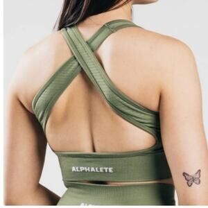 Alphalete Olive Green Crisscross Support Sports Bra
